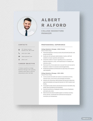 College Bookstore Manager Resume