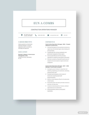 Construction Operations Manager Resume