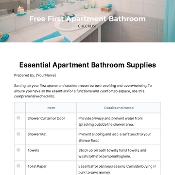 Free First Apartment Bathroom Checklist Template to Edit Online