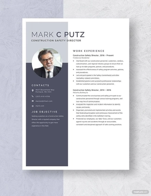 Construction Safety Director Resume