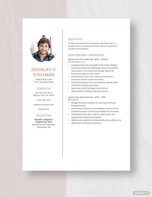 Construction Site Supervisor Resume