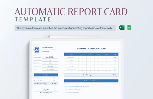 Automatic Report Card Template