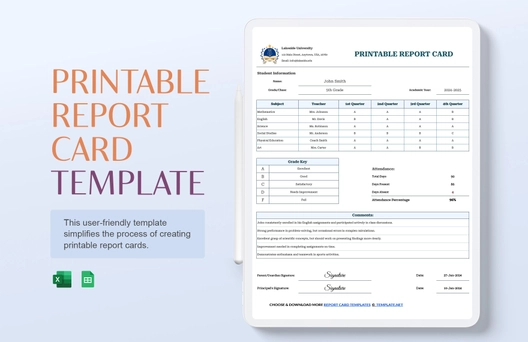 Printable Report Card Template