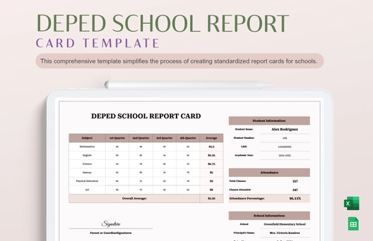 DepEd School Report Card Template