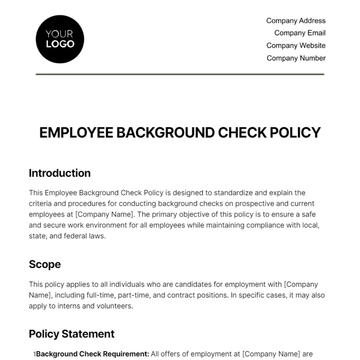 Free Employee Background Check Policy HR Template to Edit Online