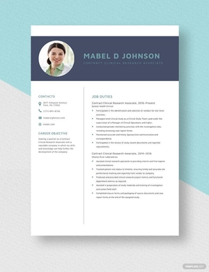 Contract Clinical Research Associate Resume
