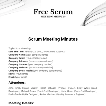 Free Scrum Meeting Minutes Template to Edit Online