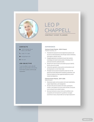 Contract Event Planner Resume