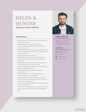 Contract Grant Writer Resume