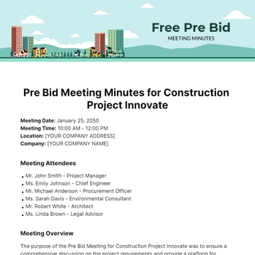Free Pre Bid Meeting Minutes Template to Edit Online