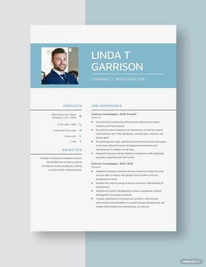 Contract Investigator Resume