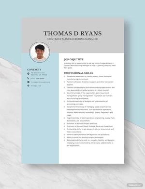 Contract Manufacturing Manager Resume
