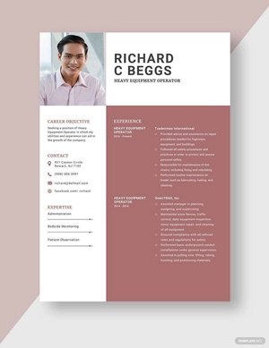 Heavy Equipment Operator Resume