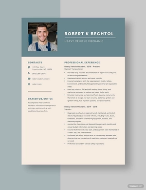 Heavy Vehicle Mechanic Resume