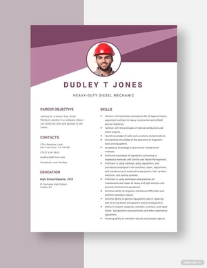 Heavy-Duty Diesel Mechanic Resume