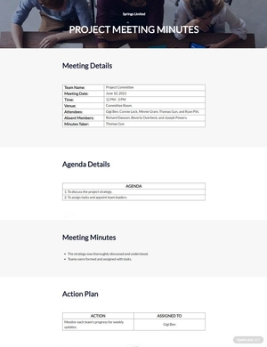 Sample Project Meeting Minutes Template