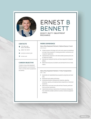 Heavy-Duty Equipment Mechanic Resume