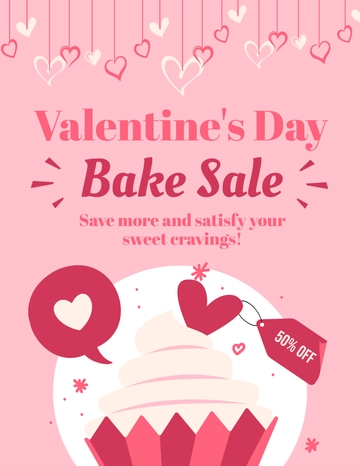 Free Valentine's Day Bake Sale Flyer Template to Edit Online