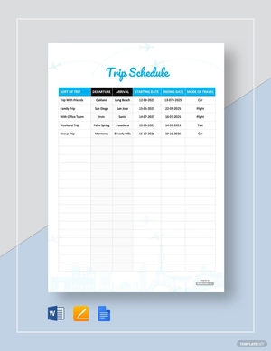Trip Schedule Template Trip Schedule Template