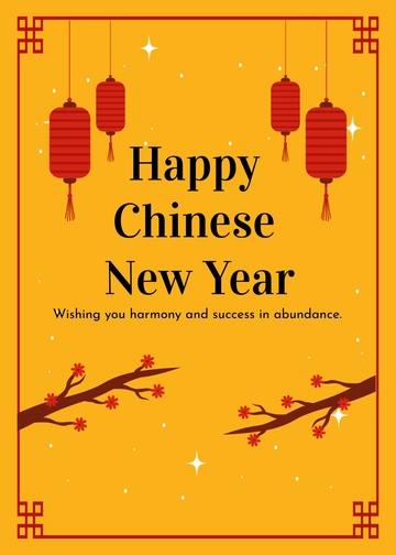 Free Happy Chinese New Year Wishes Template to Edit Online