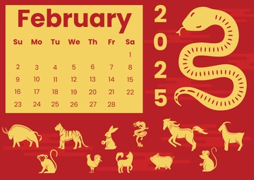 Free Chinese New Year Animals Calendar Template to Edit Online