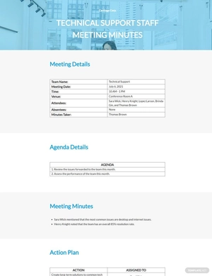Simple Staff Meeting Minutes Template