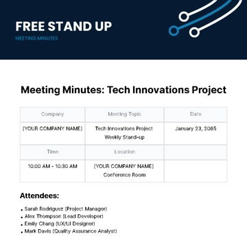 Free Stand Up Meeting Minutes  Template to Edit Online