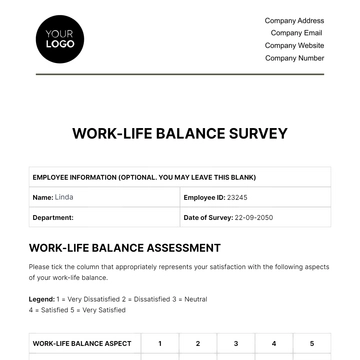Free Work-life Balance Survey HR Template to Edit Online