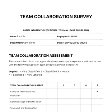 Free Team Collaboration Survey HR Template to Edit Online