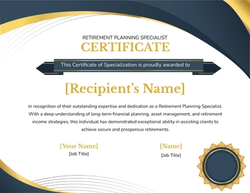 Free Retirement Planning Specialist Certificate Template to Edit Online