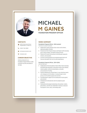 Foundation Program Officer Resume