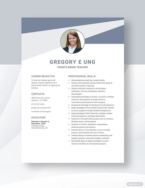 Fourth Grade Teacher Resume