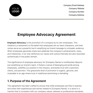 Free Employee Advocacy Agreement HR Template to Edit Online