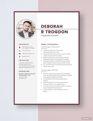 Franchise Support Resume