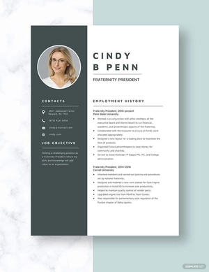 Fraternity President Resume
