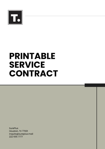 Free Printable Service Contract Template to Edit Online