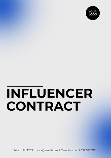 Free Influencer Contract Template to Edit Online