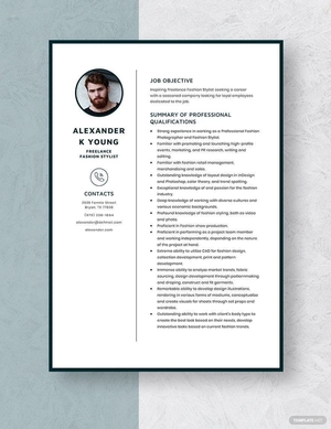 Freelance Fashion Stylist Resume