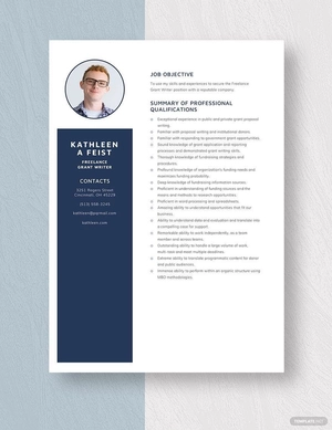 Freelance Grant Writer Resume