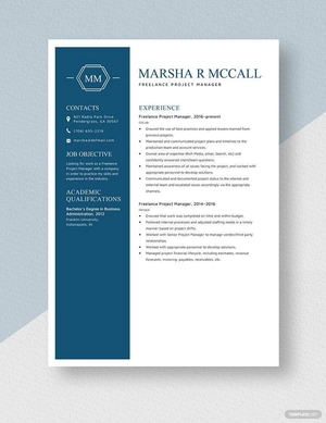 Freelance Project Manager Resume