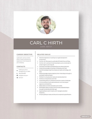 Game Artist Resume