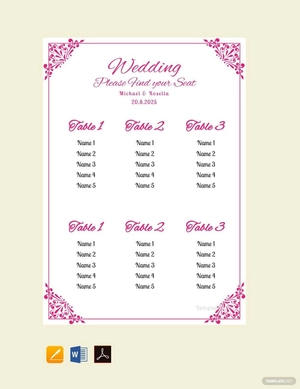 Bridal Shower Wedding Seating Chart Template