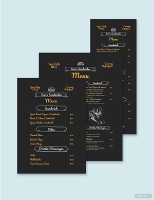 Chalk Board Sandwich/ Sub Menu Template