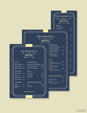 Classy/Classic Sandwich/ Sub Menu Template