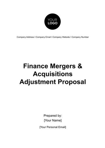 Free Finance Mergers & Acquisitions Adjustment Proposal Template to Edit Online