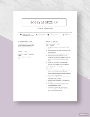 Course Developer Resume