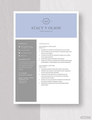 Crew Scheduler Resume