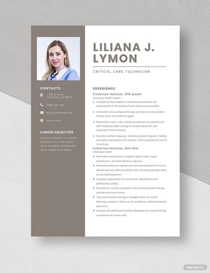 Critical Care Technician Resume