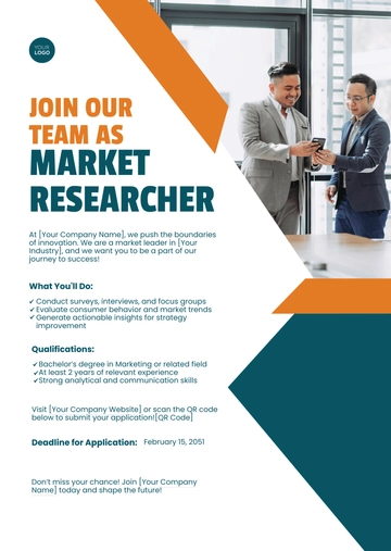 Free Market Researcher Job Ad Template to Edit Online