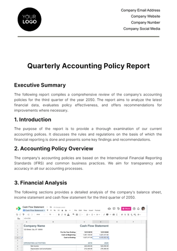 Free Quarterly Accounting Policy Report Template to Edit Online